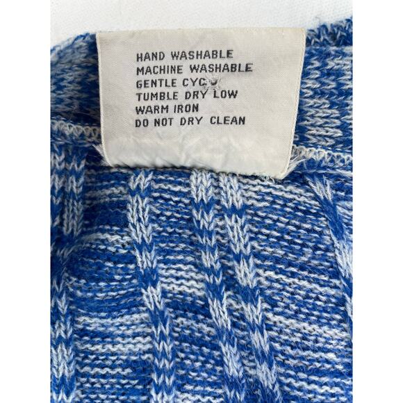 VTG Wocco Blue Marled Knit Belted Cardigan Womens Sz L 70s 80s Retro Cottagecore - Picture 8 of 8